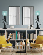 Sandia One Light Accent Lamp in Matte Black with Turquoise Textured Shade