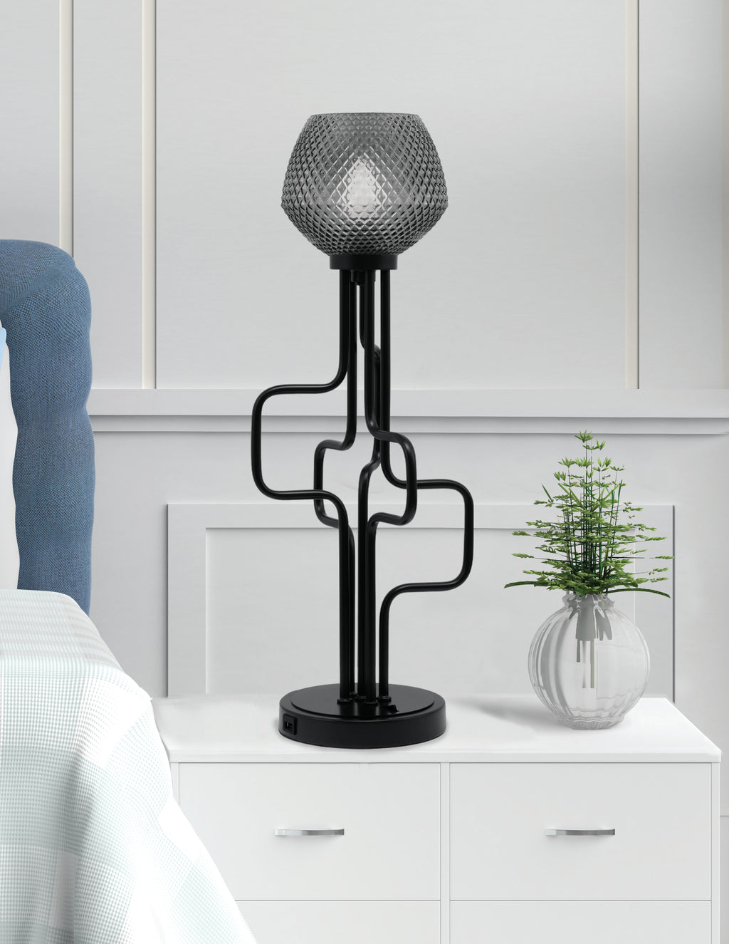Sandia One Light Accent Lamp in Matte Black with Smoke Textured Shade