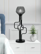 Sandia One Light Accent Lamp in Matte Black with Smoke Textured Shade