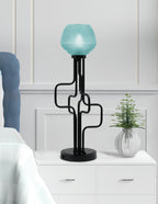 Sandia One Light Accent Lamp in Matte Black with Turquoise Textured Shade