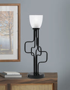 Sandia One Light Accent Lamp in Matte Black with Clear Ribbed Shade