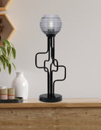 Sandia One Light Accent Lamp in Matte Black with Smoke Ribbed Shade