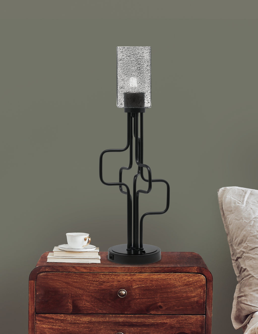 Sandia One Light Accent Lamp in Matte Black with Smoke Bubble Shade