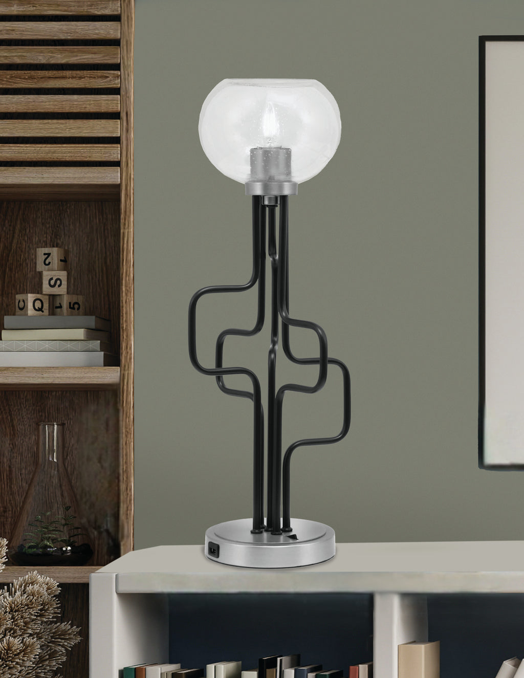 Sandia One Light Accent Lamp in Matte Black & Graphite with Clear Bubble Shade