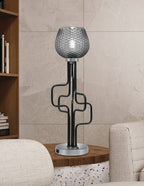 Sandia One Light Accent Lamp in Matte Black & Graphite with Smoke Textured Shade