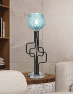 Sandia One Light Accent Lamp in Matte Black & Graphite with Turquoise Textured Shade