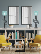 Sandia One Light Accent Lamp in Matte Black & Graphite with Turquoise Textured Shade