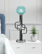 Sandia One Light Accent Lamp in Matte Black & Graphite with Turquoise Textured Shade
