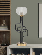 Sandia One Light Accent Lamp in Matte Black & New Age Brass with Clear Bubble Shade