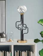 Sandia One Light Accent Lamp in Matte Black & New Age Brass with Onyx Swirl Shade