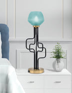 Sandia One Light Accent Lamp in Matte Black & New Age Brass with Turquoise Textured Shade