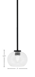 Sandia One Light Mini Pendant in Matte Black with Clear Bubble Shade