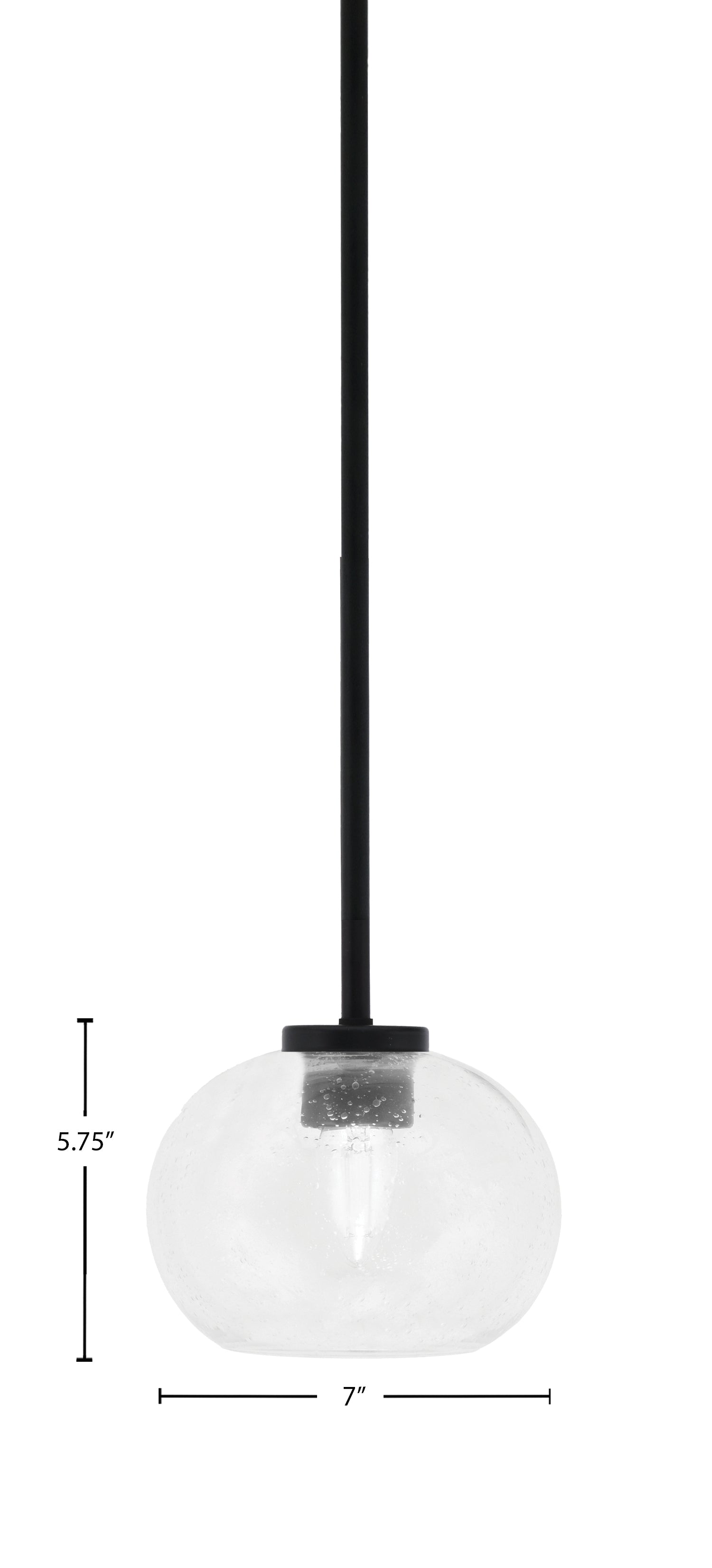 Sandia One Light Mini Pendant in Matte Black with Clear Bubble Shade