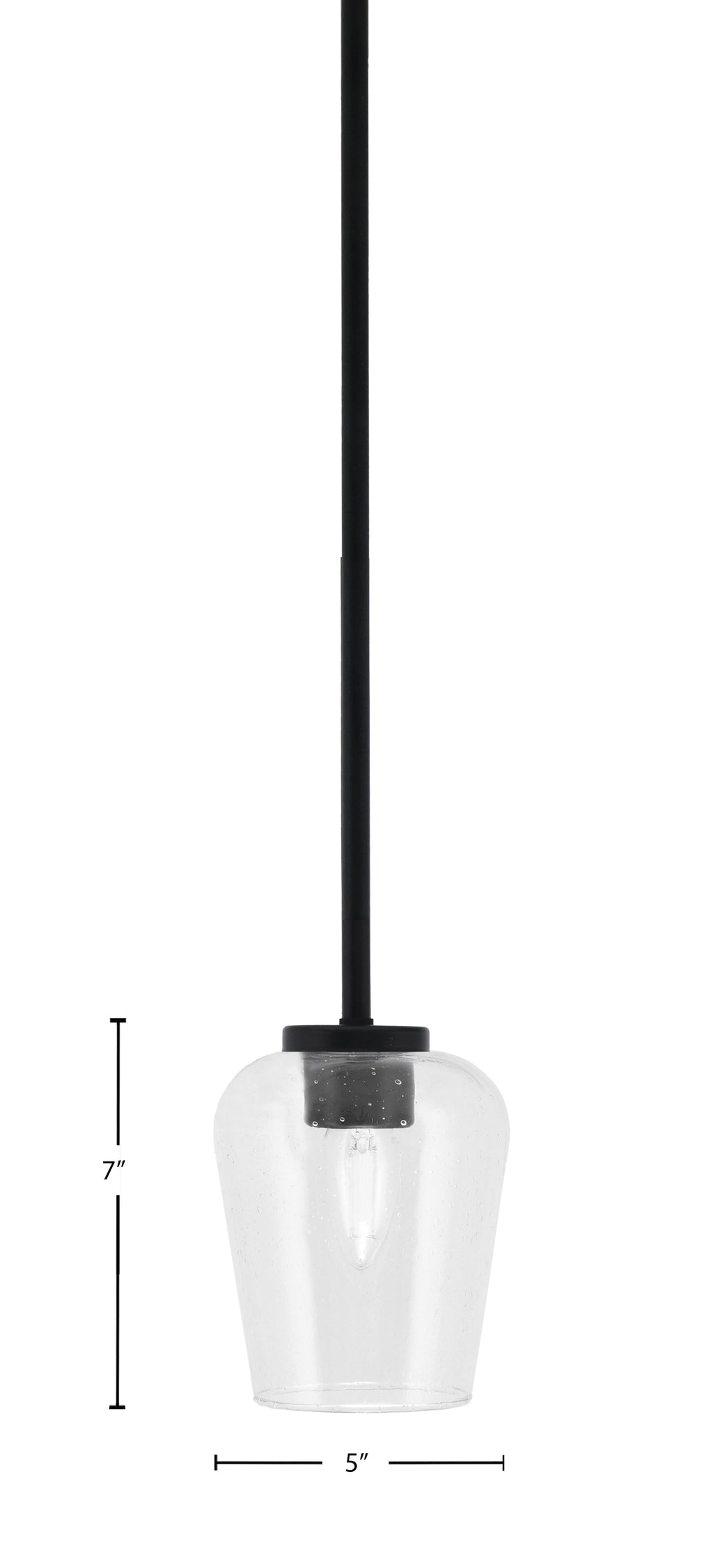 Sandia One Light Mini Pendant in Matte Black with Clear Bubble Shade