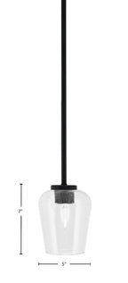 Sandia One Light Mini Pendant in Matte Black with Clear Bubble Shade