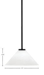 Sandia One Light Mini Pendant in Matte Black with White Marble Shade