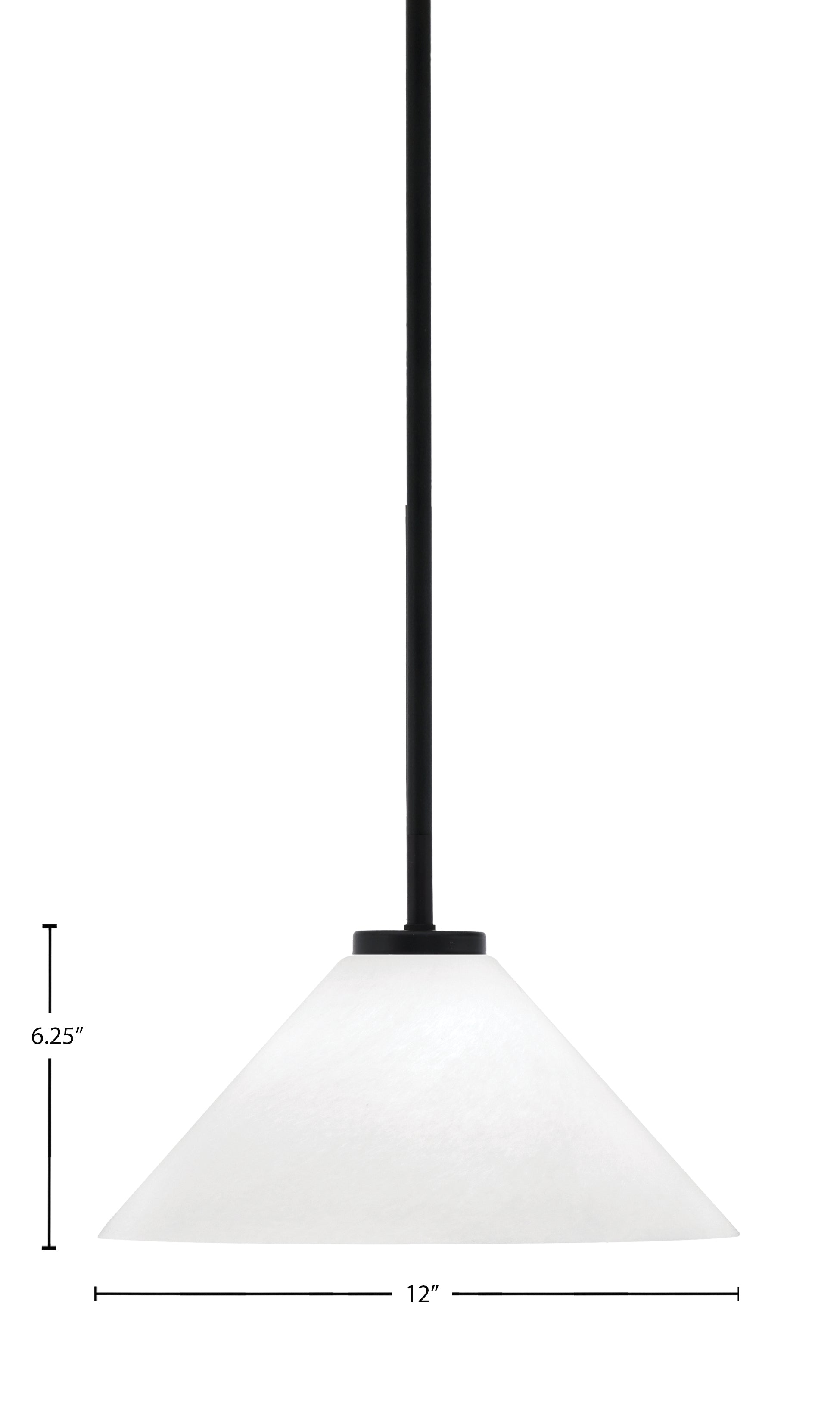 Sandia One Light Mini Pendant in Matte Black with White Marble Shade