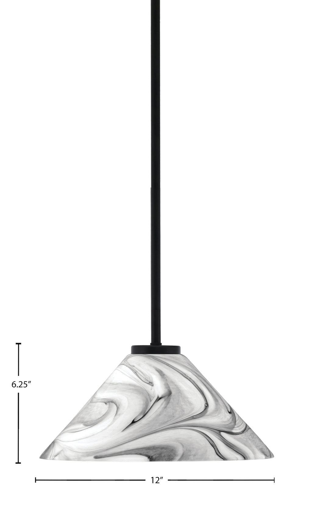 Sandia One Light Mini Pendant in Matte Black with Onyx Swirl Shade