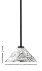 Sandia One Light Mini Pendant in Matte Black with Onyx Swirl Shade