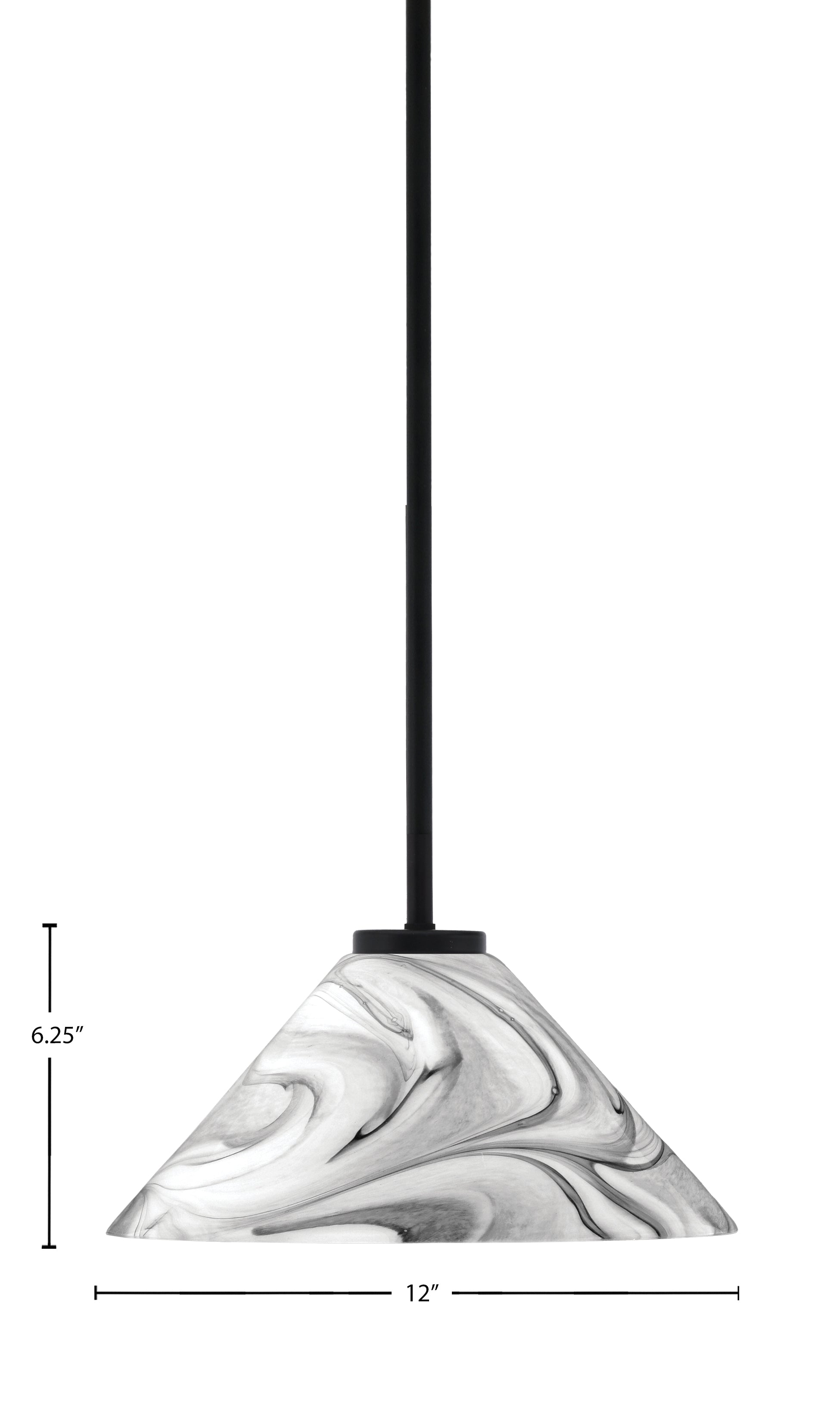 Sandia One Light Mini Pendant in Matte Black with Onyx Swirl Shade