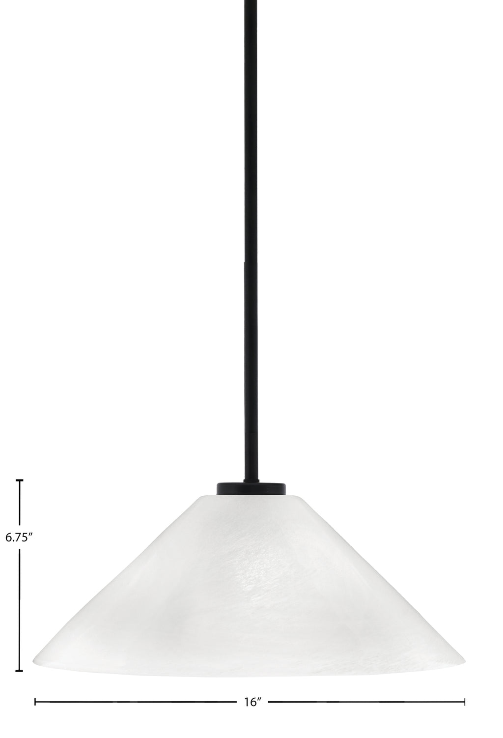 Sandia One Light Pendant in Matte Black with White Marble Shade