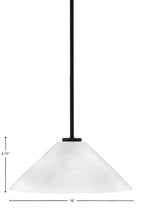 Sandia One Light Pendant in Matte Black with White Marble Shade