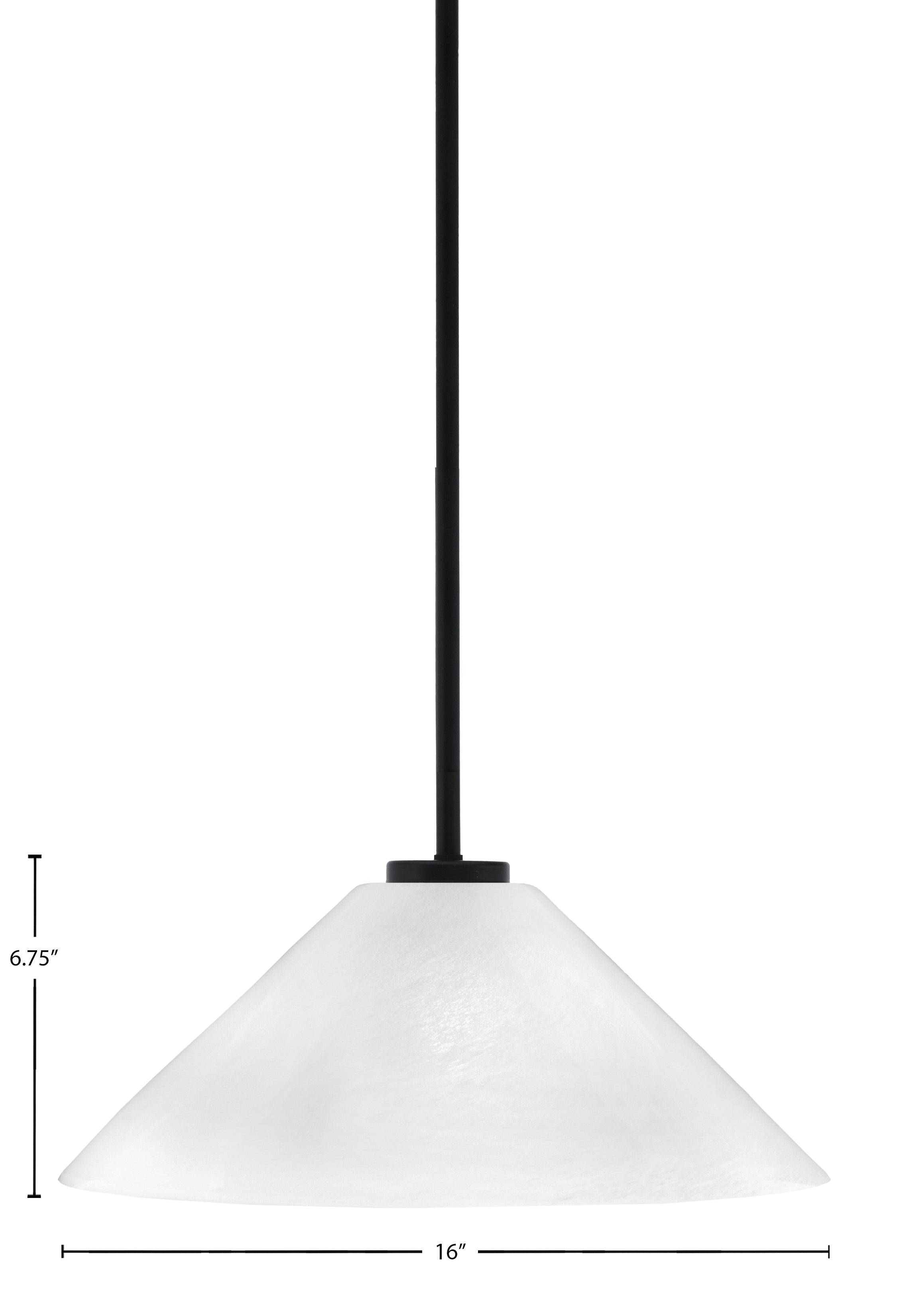 Sandia One Light Pendant in Matte Black with White Marble Shade