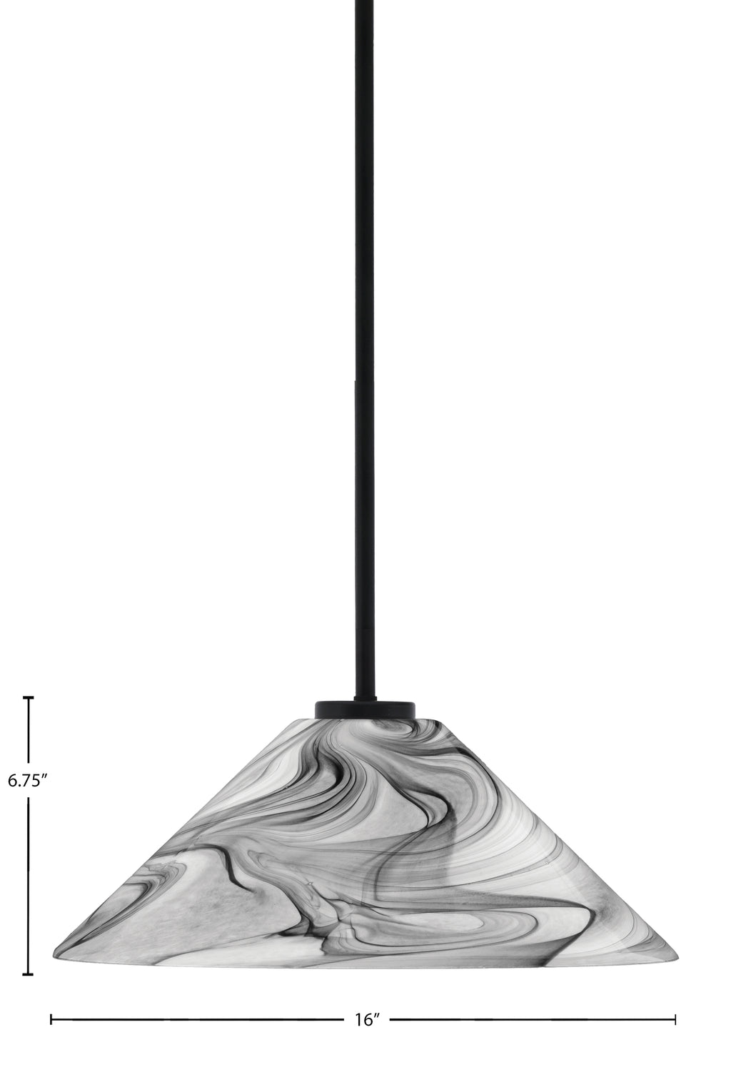 Sandia One Light Pendant in Matte Black with Onyx Swirl Shade