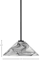 Sandia One Light Pendant in Matte Black with Onyx Swirl Shade
