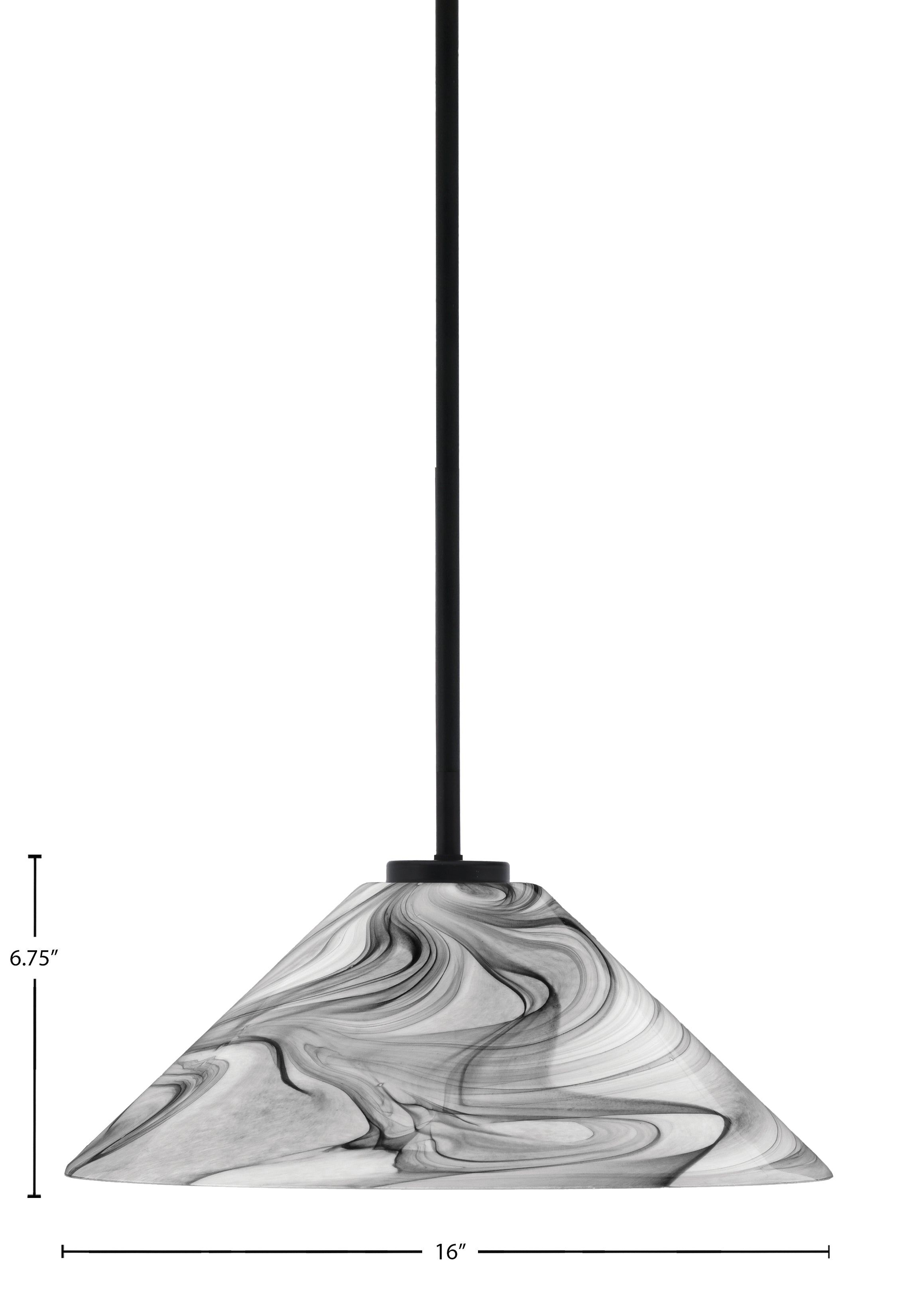 Sandia One Light Pendant in Matte Black with Onyx Swirl Shade