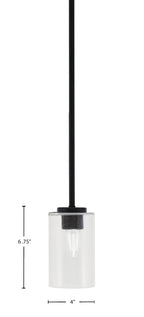 Sandia One Light Mini Pendant in Matte Black with Clear Bubble Shade