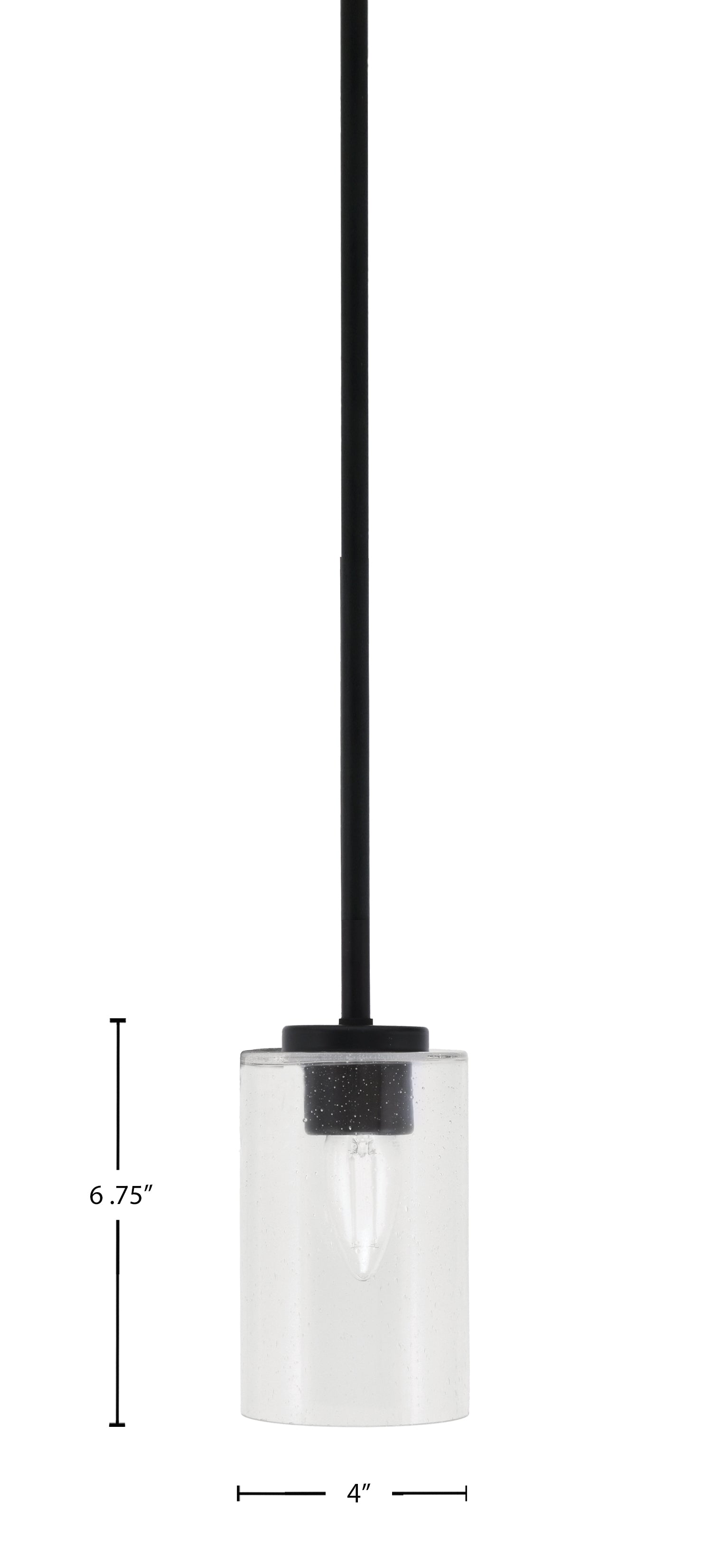 Sandia One Light Mini Pendant in Matte Black with Clear Bubble Shade