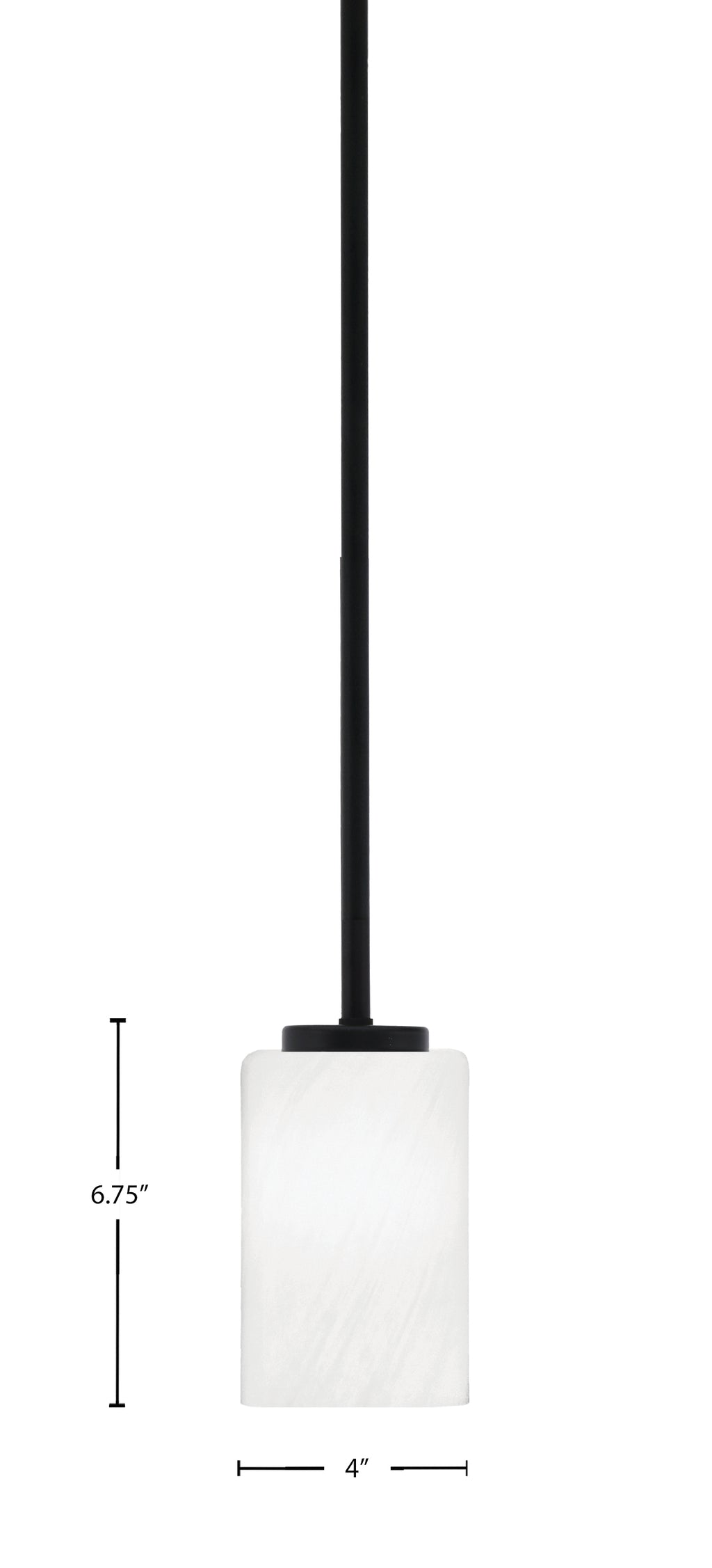 Sandia One Light Mini Pendant in Matte Black with White Marble Shade