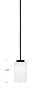Sandia One Light Mini Pendant in Matte Black with White Marble Shade