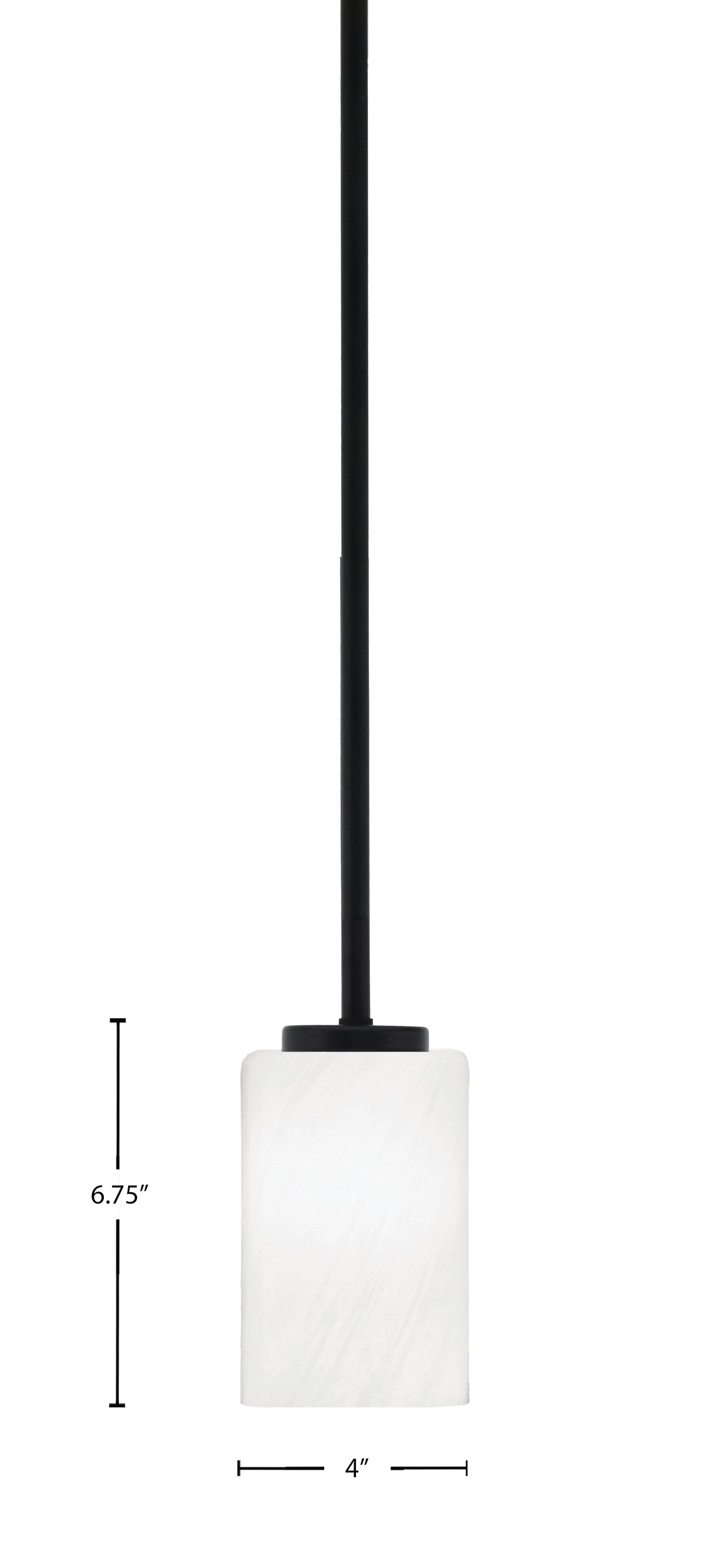 Sandia One Light Mini Pendant in Matte Black with White Marble Shade