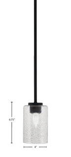 Sandia One Light Mini Pendant in Matte Black with Smoke Bubble Shade