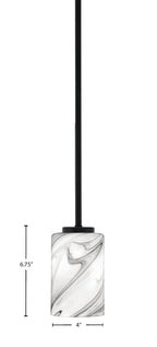 Sandia One Light Mini Pendant in Matte Black with Onyx Swirl Shade