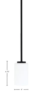 Sandia One Light Mini Pendant in Matte Black with White Muslin Shade