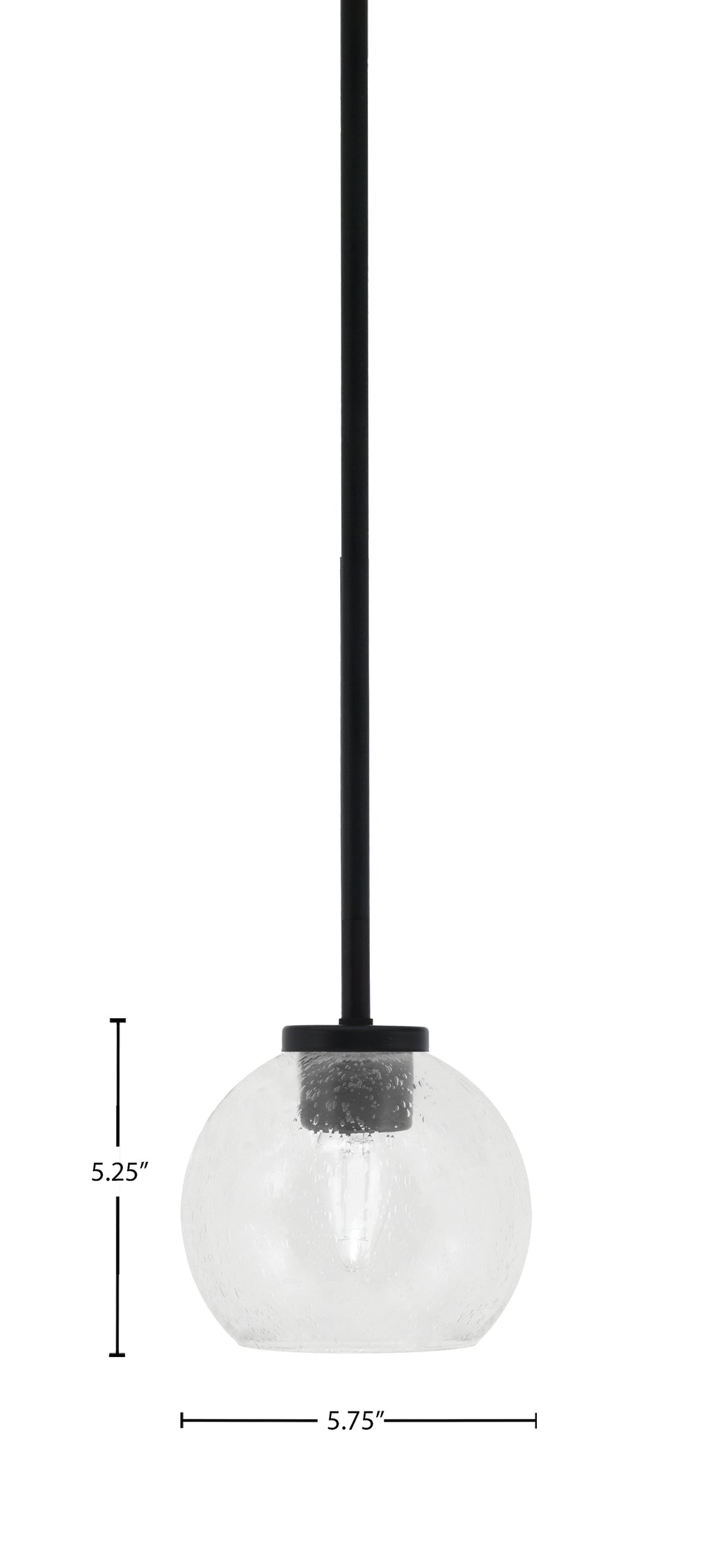 Sandia One Light Mini Pendant in Matte Black with Clear Bubble Shade