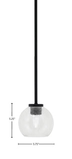 Sandia One Light Mini Pendant in Matte Black with Clear Bubble Shade