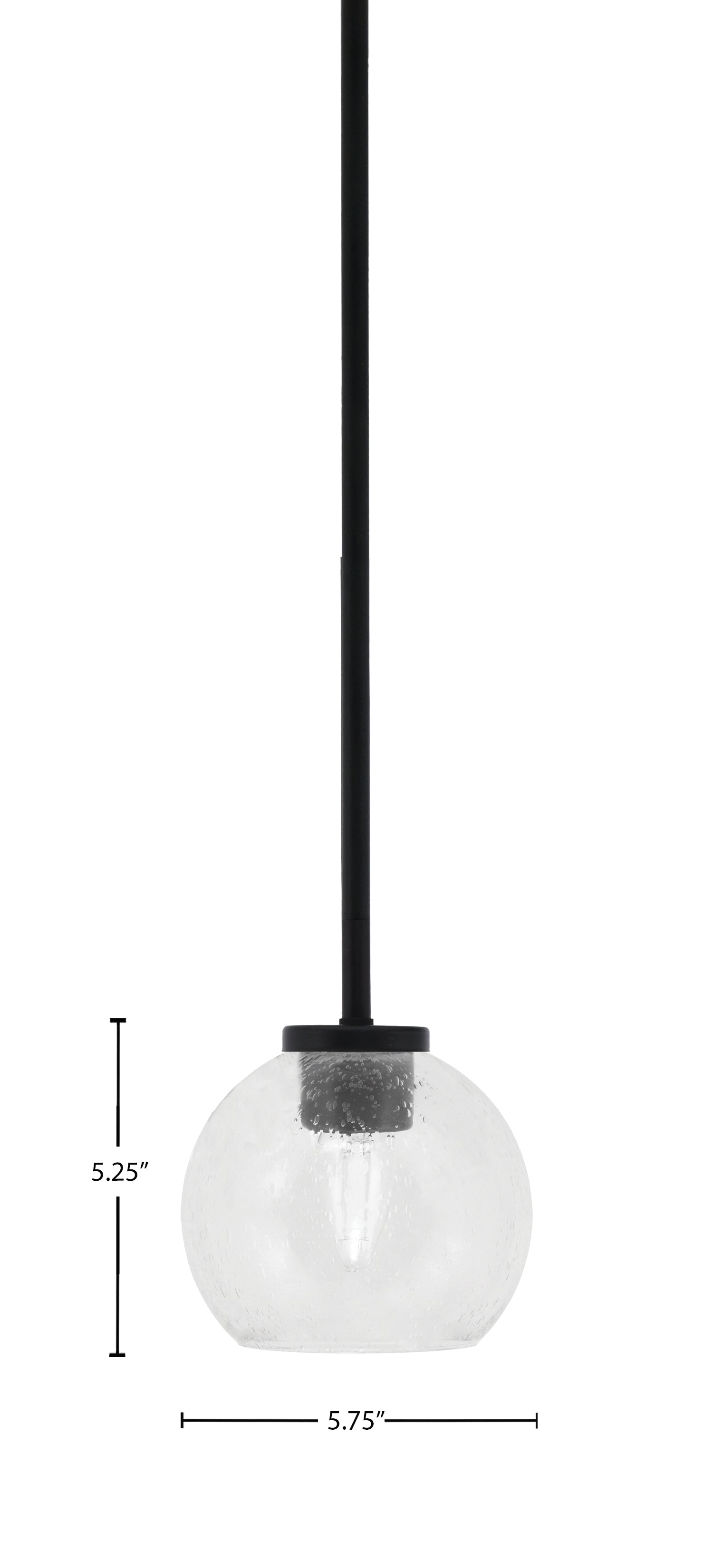 Sandia One Light Mini Pendant in Matte Black with Clear Bubble Shade