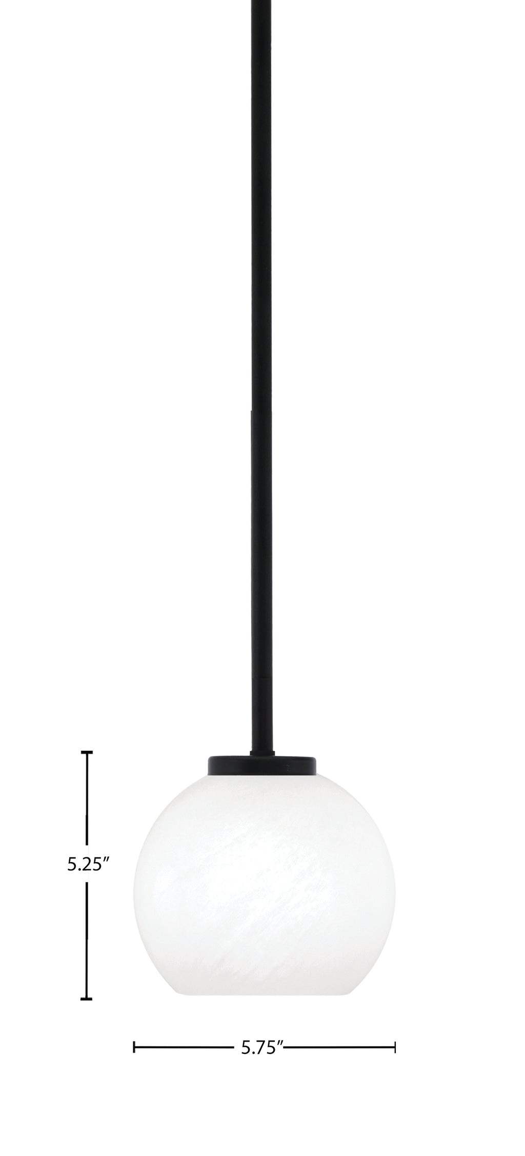 Sandia One Light Mini Pendant in Matte Black with White Marble Shade