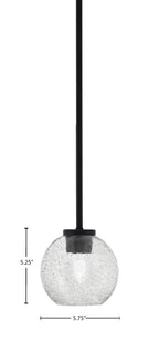 Sandia One Light Mini Pendant in Matte Black with Smoke Bubble Shade