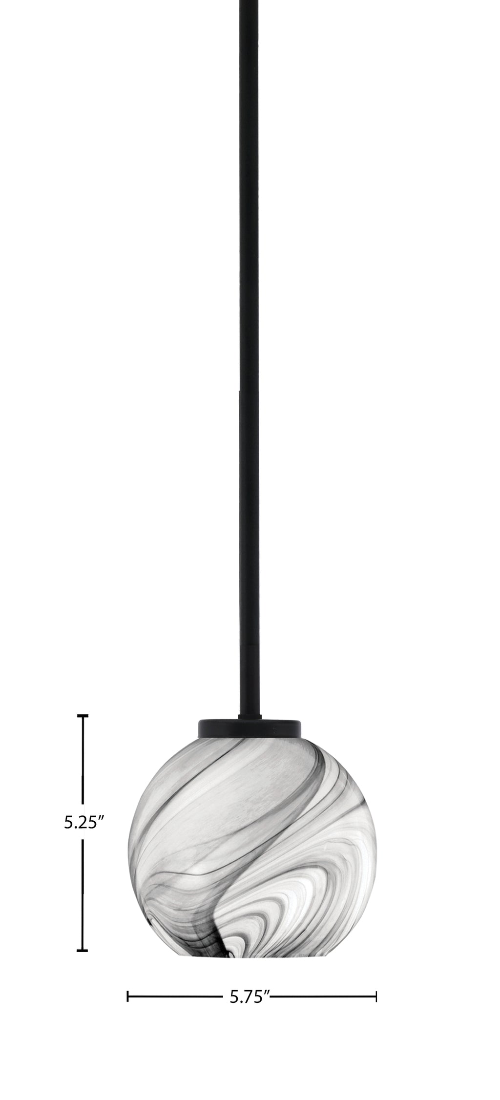 Sandia One Light Mini Pendant in Matte Black with Onyx Swirl Shade