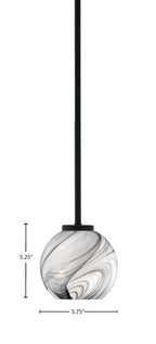 Sandia One Light Mini Pendant in Matte Black with Onyx Swirl Shade