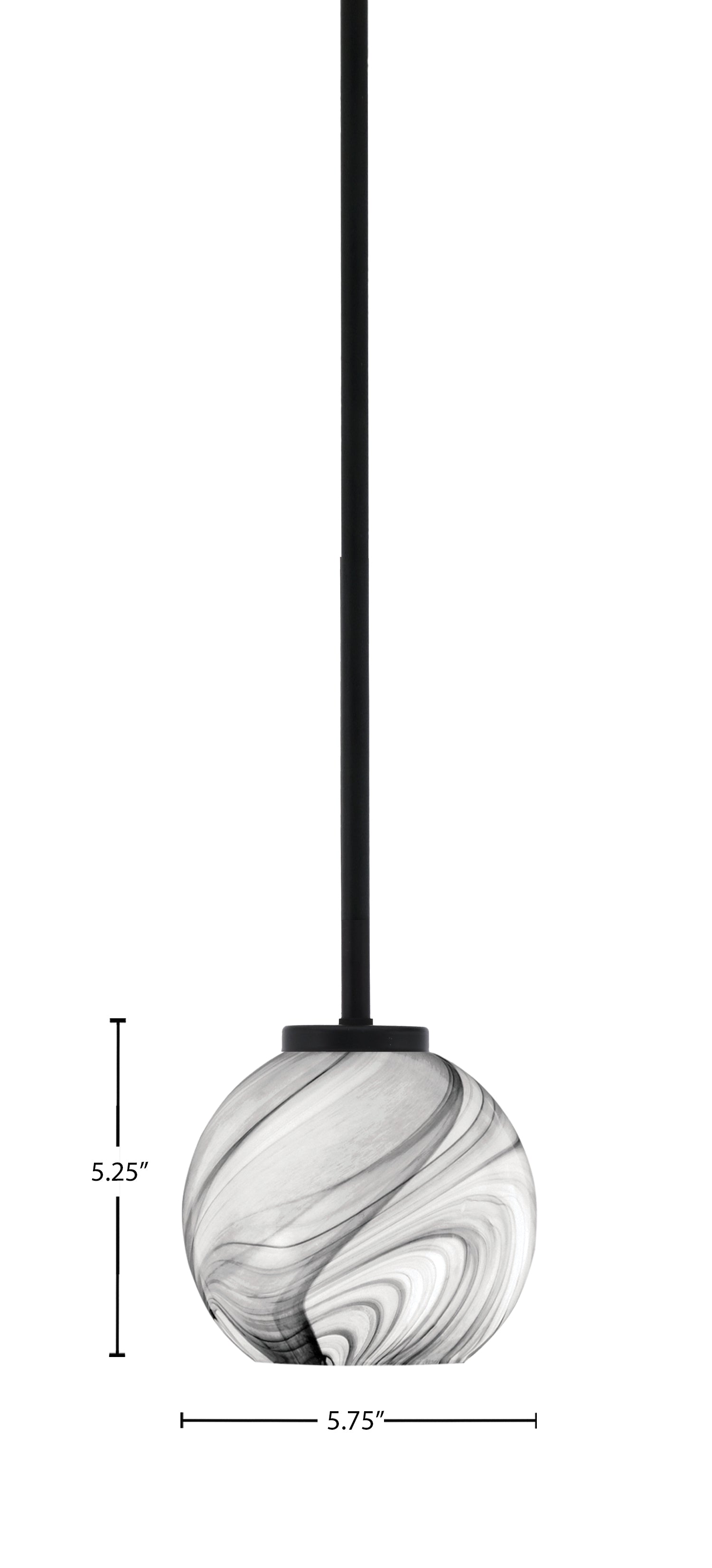 Sandia One Light Mini Pendant in Matte Black with Onyx Swirl Shade