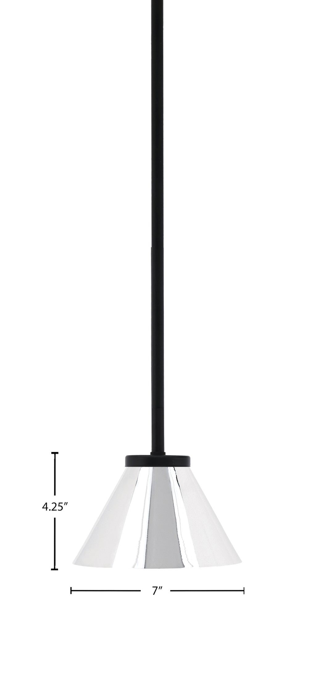 Sandia One Light Mini Pendant in Matte Black with Chrome Metal Shade Shade