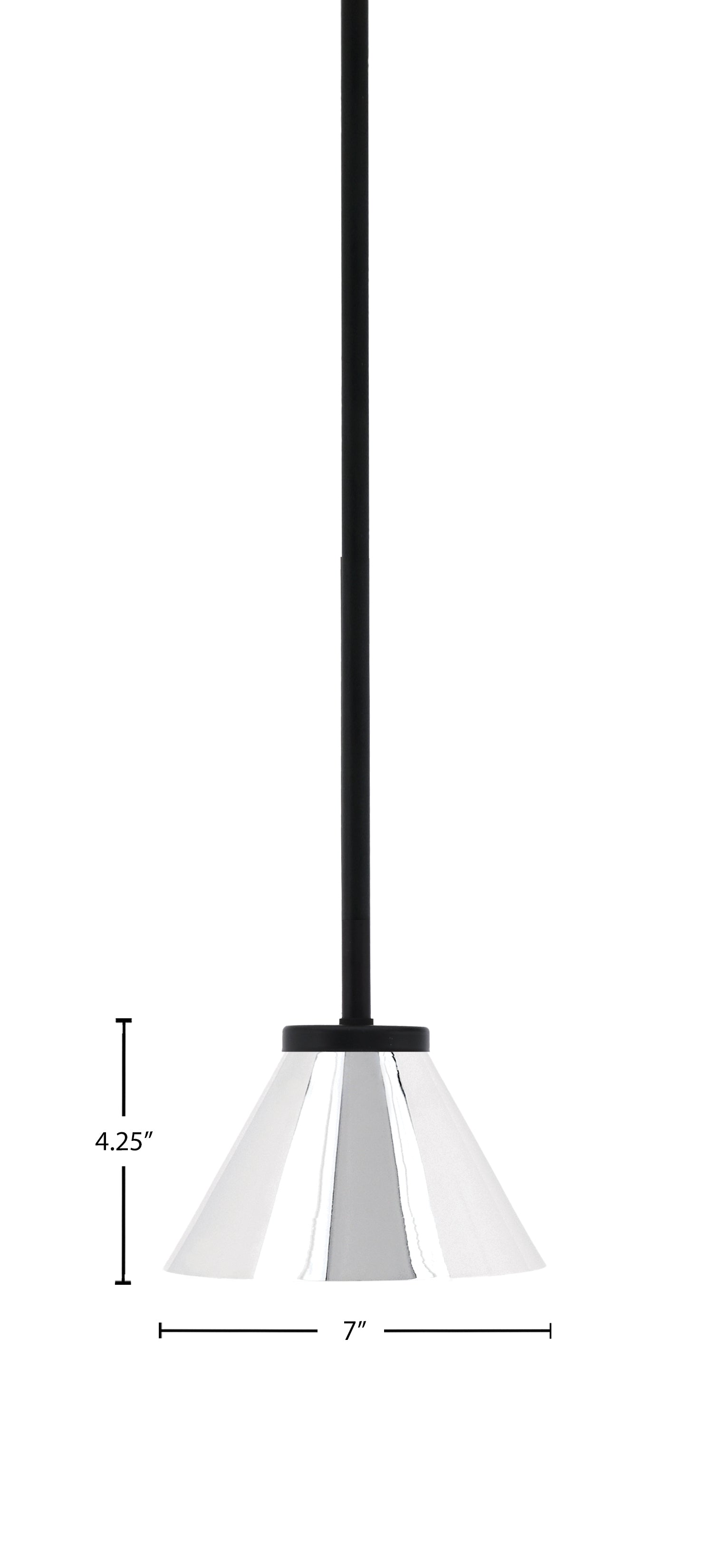 Sandia One Light Mini Pendant in Matte Black with Chrome Metal Shade Shade