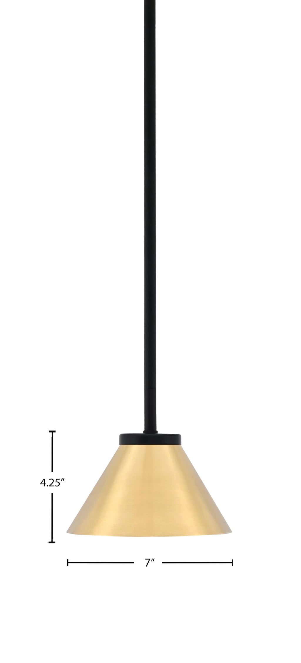 Sandia One Light Mini Pendant in Matte Black with New Age Brass Metal Shade Shade