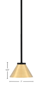 Sandia One Light Mini Pendant in Matte Black with New Age Brass Metal Shade Shade